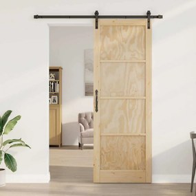 Porta Deslizante vidaXL com Conjunto de Ferragens 83x232 cm Madeira Só