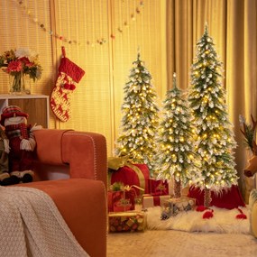 Conjunto de 3 árvores de Natal de 90/120/150 cm com luzes LED brancas quentes e ramos em PVC Verdes