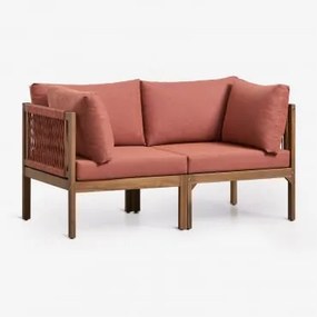 Sofá Modular De 2 Peças Com Apoios De Braço Em Madeira De Acácia Branson Terracota - Castanho Acácia - Sklum