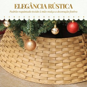 Saia para Árvore de Natal Rústica com Design Entrançado e Cobre-pé Ø68x22 cm Natural