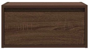 Mesa de cabeceira de parede com luzes LED carvalho castanho