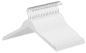 Cabides SONGMICS, pacote com 20 cabides de madeira com ombros entalhados, cabides de madeira maciça, gancho giratório 360°, antiderrapante, 44 cm de comprimento, branco CRW003WT20