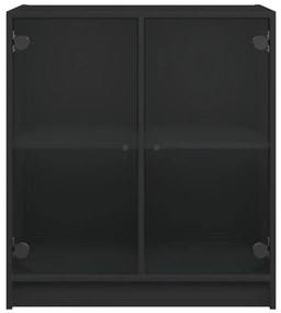 Armário de apoio c/ portas de vidro 68x37x75,5 cm preto