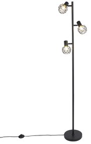 Candeeiro de pé design preto 3 luzes ajustáveis - Mesh Moderno,Design