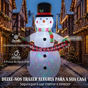 Boneco de Neve Insuflável de Natal 205 cm com Luzes LED e Música para Jardim, Pátio, Terraço e Casa