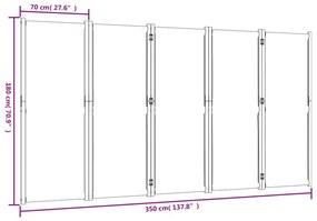 Divisória/biombo com 5 painéis 350x180 cm cinzento claro