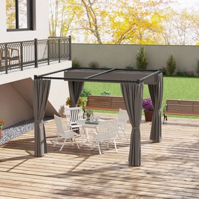 Pérgola de Jardim 3x3 m Pérgola para Exterior com Teto e Paredes Laterais Retráteis Impermeável para Terraço Pátio Cinza