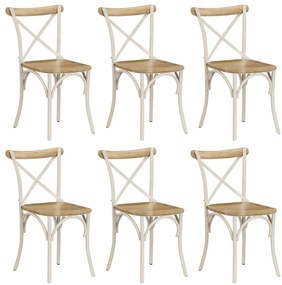 Cadeiras costas em cruz 6 pcs madeira mangueira maciça branco