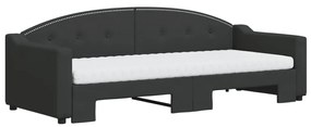Sofá-cama com gavetão e colchões 80x200 cm tecido preto