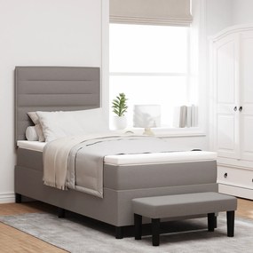 Cama Box Spring com Colchão e Banco Cinza 80x200 cm Tecido