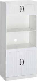 HOMCOM Armário de Cozinha Buffet de Cozinha, Estilo Country, 2 Armários, 2 Prateleiras, 70 cm x 40 cm x 170 cm Branco + Preto | Aosom Portugal
