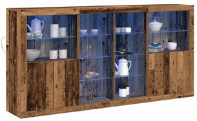 Aparador vidaXL com Luzes LED Madeira Velha 202x37x100 cm Madeira enge