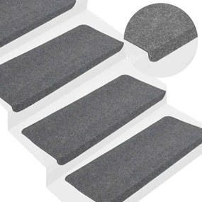 Tapetes de escada adesivos 30 pcs 65x24,5x3,5 cm cinzento