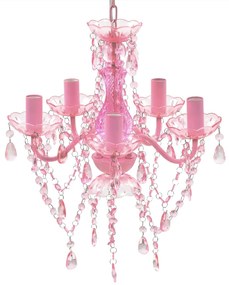 Lustre cor-de-rosa com 5 lâmpadas