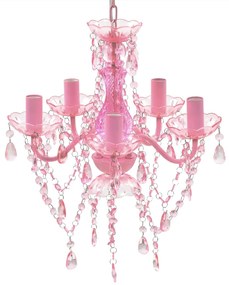 vidaXL Lustre rosa com 5 bulbos
