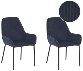 Conjunto de 2 cadeiras de jantar em bombazine azul LOVERNA Beliani