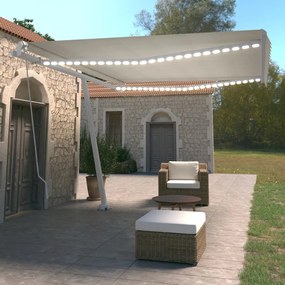 Toldo retrátil manual com LED 450x350 cm cor creme