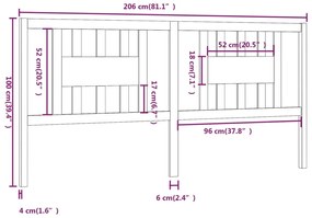 Cabeceira de cama 206x4x100 cm pinho maciço branco