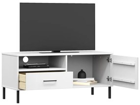 Móvel de TV c/ pernas de metal pinho maciço OSLO branco