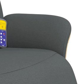 Cadeira massagens reclinável c/ apoio pés tecido cinza-escuro