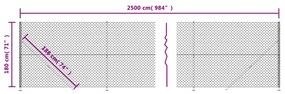 Cerca de arame com flange 1,8x25 m antracite