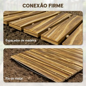 Caminho de Ripas de Madeira Enrolável 120x38 cm Resistente às Intempéries, Decoração de Jardim para Praia e Festa - Acabamento Carbonizado