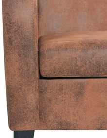 Conjunto de sofás 2 pcs camurça artificial castanho