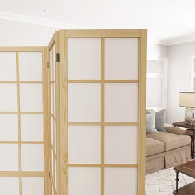 Biombo Dobrável de 4 Painéis Separador de Ambientes de Interior para Sala de Estar Dormitório e Escritório 160x170 cm Madeira e Branco