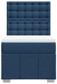 Cama com molas/colchão 90x190 cm tecido azul