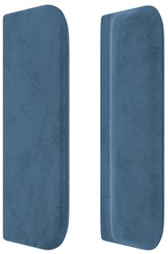 Cabeceira de cama c/ abas veludo 203x16x78/88cm azul-escuro