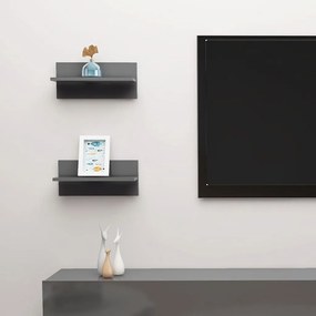 vidaXL Estantes de parede 2 pcs 40x11,5x18 cm cinzento brilhante