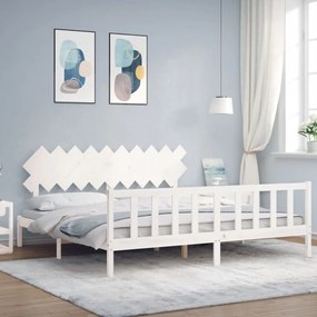 Cama sem colchão 200x200 cm madeira de pinho maciça branco