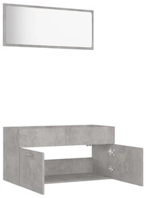 2 pcs conj. móveis casa de banho contraplacado cinzento cimento