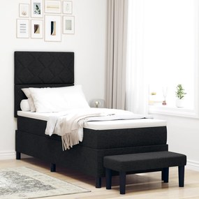 vidaXL Cama Box Spring com Colchão e Banco Preto 80x200 cm Tecido