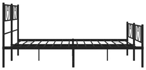 Estrutura de cama com cabeceira e pés 140x190 cm metal preto