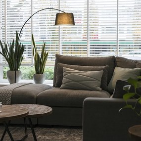 Candeeiro de Arco Moderno Preto com Abajur de Tecido Preto - Arc Basic