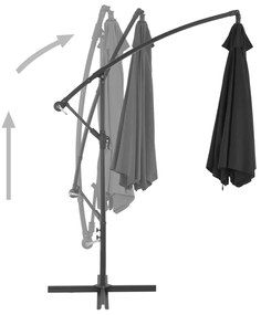 Guarda-sol de jardim cantilever c/ poste alumínio 300 cm preto