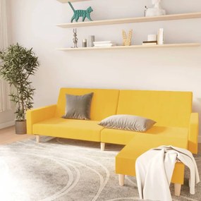 vidaXL Sofá-cama de 2 lugares com apoio de pés tecido amarelo