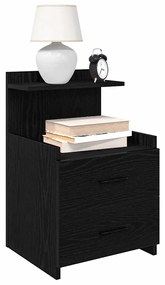 Mesa de cabeceira com 2 gavetas preta 40x36,5x62 cm