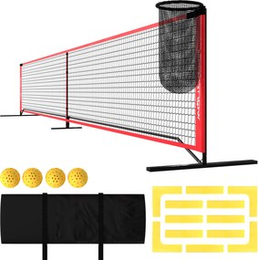 SPORTNOW Conjunto de Pickleball com rede, suporte, bolas, aço, plástico, vermelho | Aosom Portugal