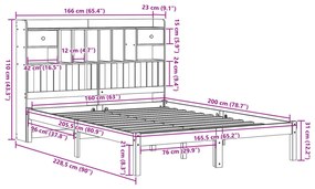 Cama com estante sem colchão 160x200 cm pinho maciço