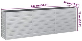 Canteiro elevado de jardim 240x40x77cm aço galvanizado prateado