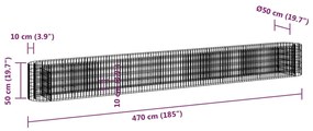Canteiro elevado/cesto gabião 470x50x50 cm ferro galvanizado