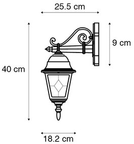 Lanterna de parede vintage para exterior em bronze - Antigua Down Rústico