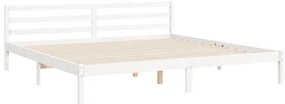 Estrutura de cama com cabeceira 200x200cm madeira maciça branco