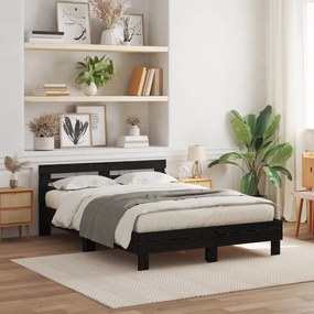 Estrutura de Cama Preta Carvalho Preto Madeira 140 x 190 cm