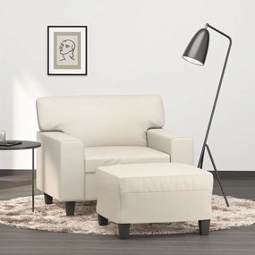 vidaXL Poltrona com apoio de pés couro artificial 60 cm cor creme