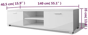 Móvel de TV 140x40,5x35 cm branco brilhante