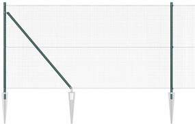 Conjunto de Poste de Cerca Conjunto de 2 Verde Metal e PVC
