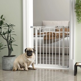 Barreira de segurança para cães, extensível, com duplo sistema de bloqueio, 74-80 x 76 cm, branca